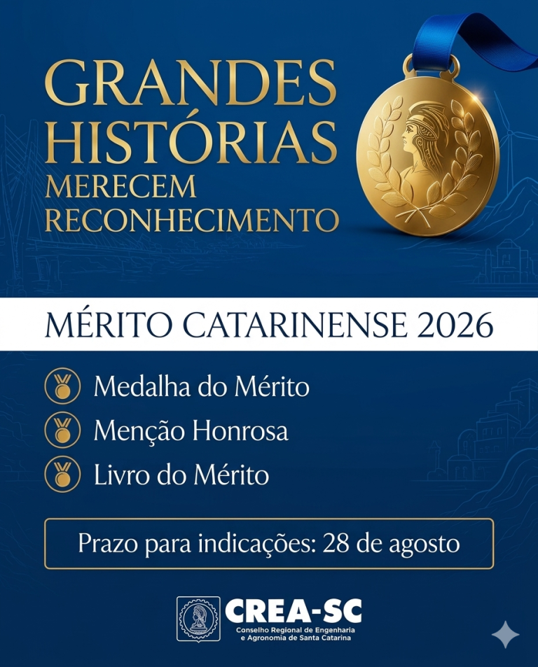 Crea-SC abre período de indicações para o Mérito Catarinense 2026